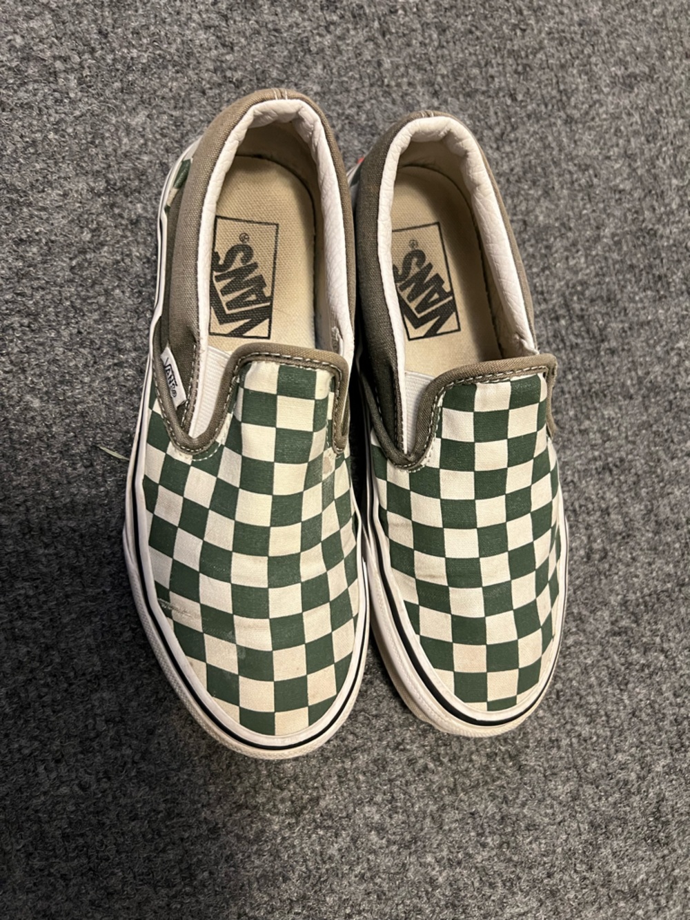 Vans Classic Slip-On Checkerboard in Green/White - Women